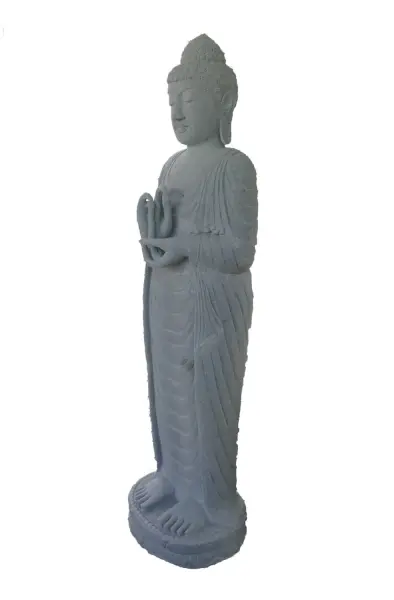 Product image 3 of the product “Standing Buddha made of Riverstone in Dharmachakra position - gesture of wheel of the teaching of Dharma. About 150cm height. ”
